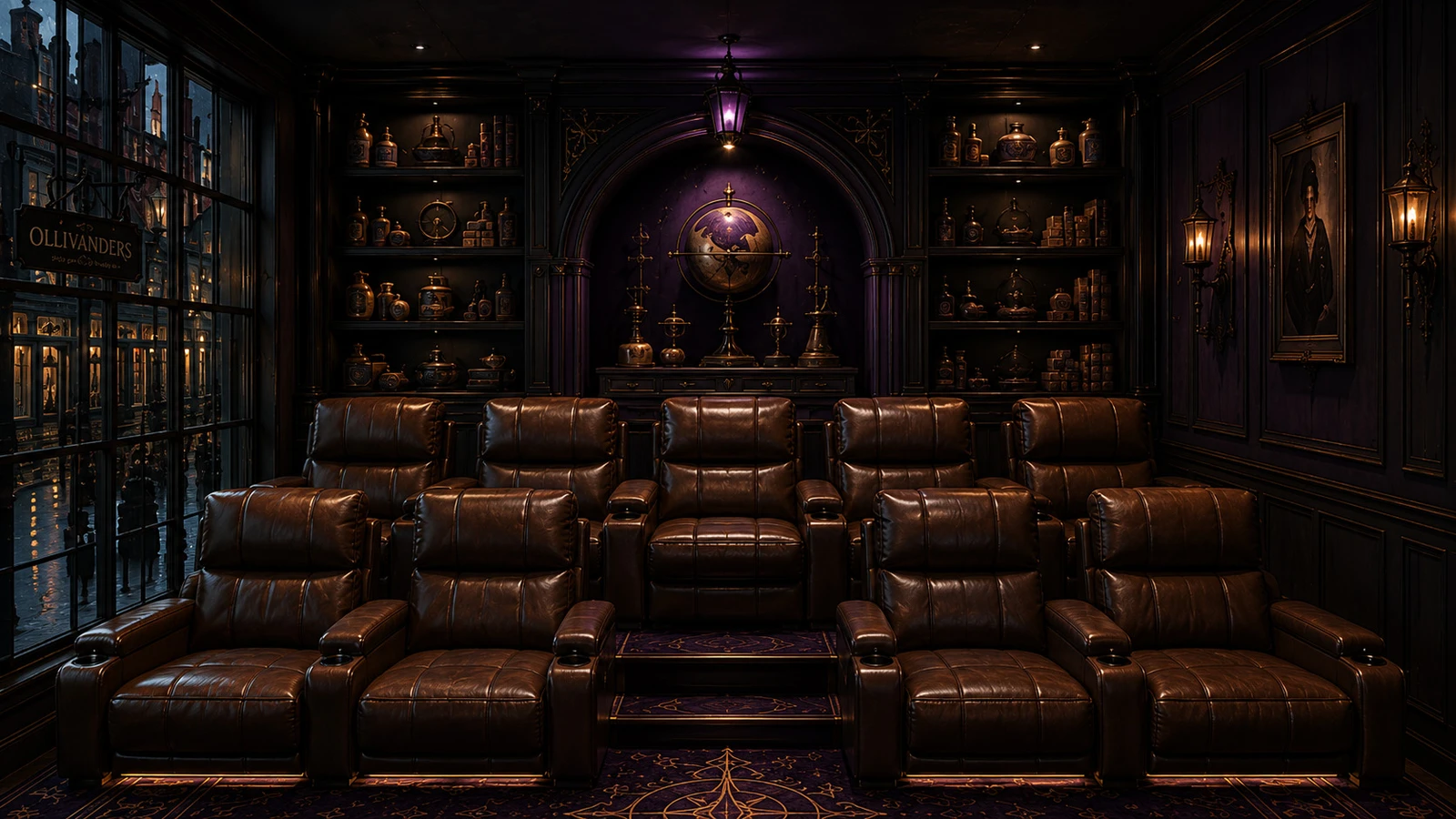 theater room in Harry Potter cabin concept